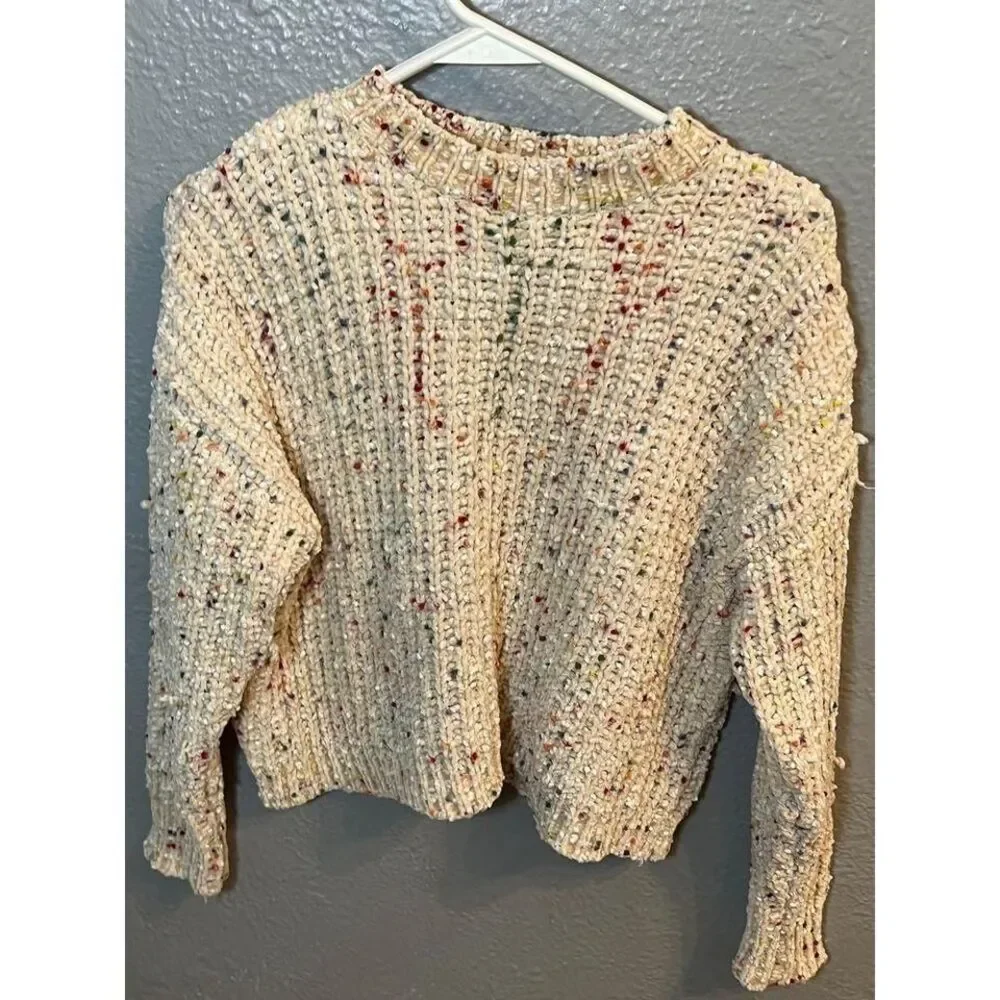 Womens Cream color with various colors‎ sweater size extra small cropped - Picture 3 of 7